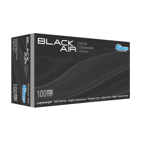 Black Air Nitrile Disposable Black Gloves 100pk Large